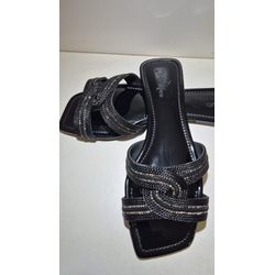 Rasteira strass preta - DONAMOCA