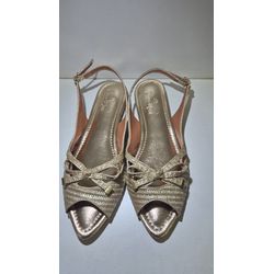 sapatilha dourada aberta de laço - DONAMOCA