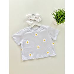 T-shirt Cropped Margarida Branca - Dondokinha Kids