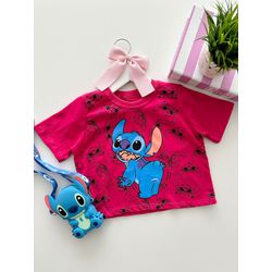 T-shirt Cropped Stitch Pink - Dondokinha Kids