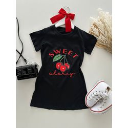 Camisetão Cherry Preto - Dondokinha Kids