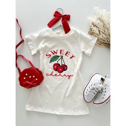 Camisetão Cherry Off White - Dondokinha Kids