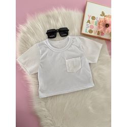 T-shirt croped paetê Branco - Dondokinha Kids