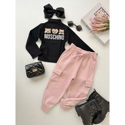 Calça Cargo Moletom Rose - Dondokinha Kids