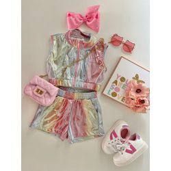 Conjunto Metalizado Arco-íris - Dondokinha Kids