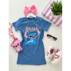 Camisetão Stitch Azul - Dondokinha Kids