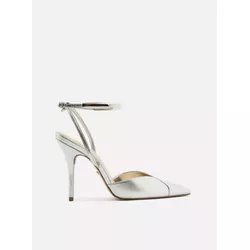 Scarpin Arezzo Prata Couro Salto Alto Tira Metal - Donna Lu