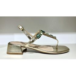 Sandália Donna Lu Salto Baixo Dourada/ouro light c... - Donna Lu