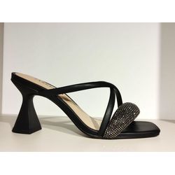 Tamanco Preto com Strass - Donna Lu