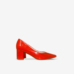 Scarpin Salto Bloco Médio Verniz Vermelho Tango - Donna Lu