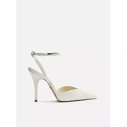 Scarpin Arezzo Branco Couro Salto Alto Tira Metal - Donna Lu