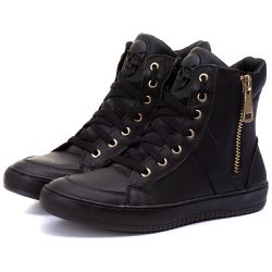 Tênis Sneaker Couro Legitimo Preto - REF: 10200 - ... - DROP FIT