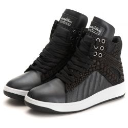 Tênis Sneaker Couro Legitimo Preto/Branco- REF: 20... - DROP FIT