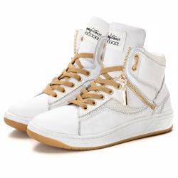 Tênis Sneaker Couro Legitimo Branco/Bege - REF: 20... - DROP FIT