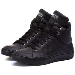 Tênis Sneaker Couro Legitimo Preto - REF: 50130 - ... - DROP FIT