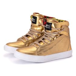Tênis Sneaker Couro Legitimo Dourado - REF: 60130 ... - DROP FIT