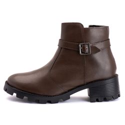 Coturno Fivela Cano Baixo Feminino Couro Legitimo ... - DROP FIT