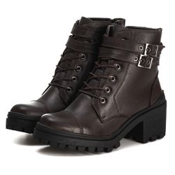 Bota Coturno Feminino Couro Legitimo Café - REF: 6... - DROP FIT