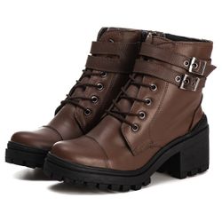Bota Coturno Feminino Couro Legitimo Mouro - REF: ... - DROP FIT