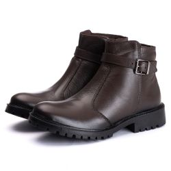 Coturno Fivela Cano Baixo Feminino Couro Legitimo ... - DROP FIT
