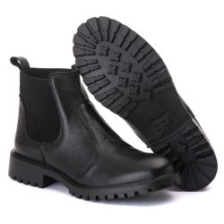 Coturno Elásticos Cano Baixo Feminino Couro Legiti... - DROP FIT