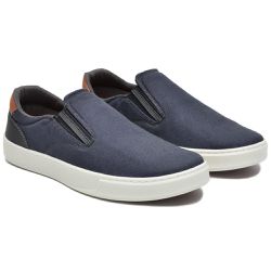 Sapatênis Slip-On Casual Masculino Marinho Lona - ... - DROP FIT