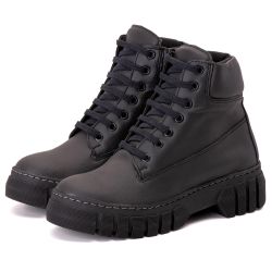 Bota Coturno Tratorado Feminino Couro Sintético Pr... - DROP FIT