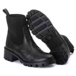 Coturno Elásticos Cano Médio Feminino Couro Legiti... - DROP FIT