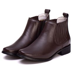 Botina Feminina Couro Legitimo Café - REF: 6101 - ... - DROP FIT