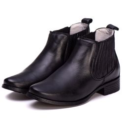 Botina Feminina Couro Legitimo Preto - REF: 6101 -... - DROP FIT