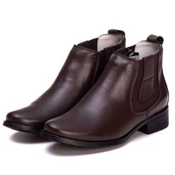 Botina Feminina Couro Legitimo Café - REF: 6103 - ... - DROP FIT