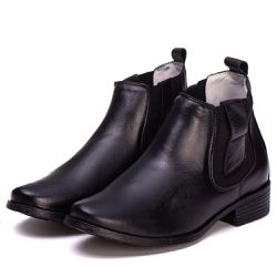 Botina Feminina Couro Legitimo Preto - REF: 6103 -... - DROP FIT