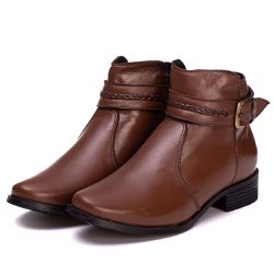 Botina Feminina Couro Legitimo Mouro - REF: 6104 -... - DROP FIT
