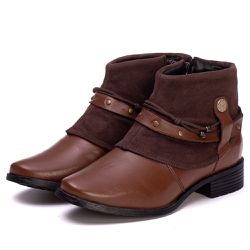 Botina Feminina Couro Legitimo Mouro - REF: 6105 -... - DROP FIT