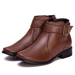 Botina Feminina Couro Legitimo Mouro - REF: 6106 -... - DROP FIT