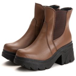 Bota Coturno Chelsea Feminina Couro Legitimo Mouro... - DROP FIT