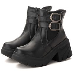Bota Coturno Chelsea Feminina Couro Legitimo Preto... - DROP FIT