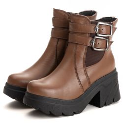 Bota Coturno Chelsea Feminina Couro Legitimo Mouro... - DROP FIT