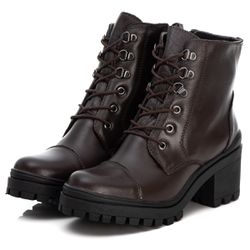 Bota Coturno Feminino Couro Legitimo Café - REF: 6... - DROP FIT