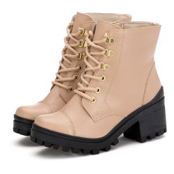 Bota Coturno Feminino Couro Legitimo Rose - REF: 6... - DROP FIT
