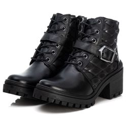 Bota Coturno Feminino Couro Legitimo Preto - REF: ... - DROP FIT