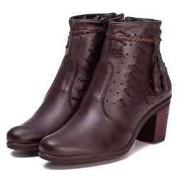 Bota Coturno Feminino Couro Legitimo Café - REF: 6... - DROP FIT