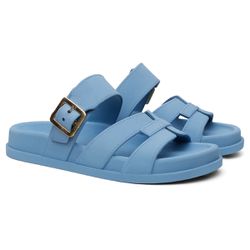 Sandália Feminina Casual C/ Ajuste Lateral - Azul ... - LORENZZO LOPEZ DROPSHIPPING
