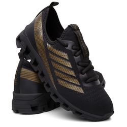 Tênis Masculino REF OPTIMUS / Preto+Dourado - OPTI... - LORENZZO LOPEZ DROPSHIPPING