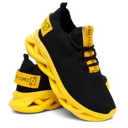 Tênis Masculino Ref RACER / Preto-Amarelo - RACER-... - LORENZZO LOPEZ DROPSHIPPING