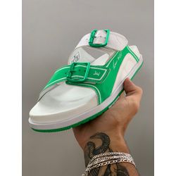 Chinelo Luis Vuitton Branco e verde - DROPSHOPONLINE