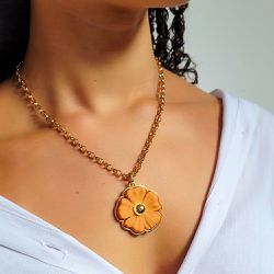 COLAR FLOR LARANJA - 2722 - DULUXO