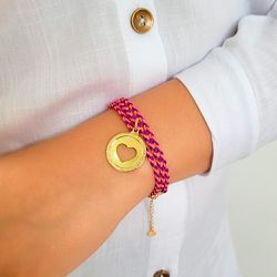 PULSEIRA CORDÃO ROSA CORAÇÃO - 4509 - DULUXO
