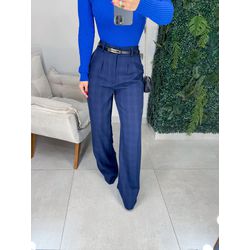 Calça alfaiataria xadrez azul - 01353 - Duotti