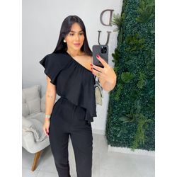 Blusa babado preta - 05253 - Duotti